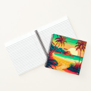 Colorful Summer Tropical Beach Landscape Artwork   Notitieboek