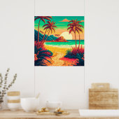 Colorful Summer Tropical Beach Landscape Artwork | Poster (Keuken)
