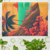 Colorful Summer Tropical Beach Landscape Artwork | Theedoek (Gevouwen)