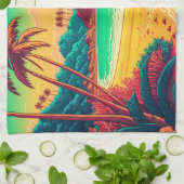 Colorful Summer Tropical Beach Landscape Artwork | Theedoek (Gevouwen)