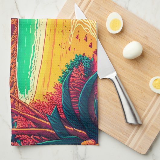 Colorful Summer Tropical Beach Landscape Artwork | Theedoek (Quarter Fold)