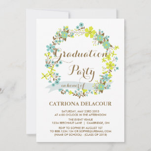 COLORFUL SUMMER WREATH   AFSTUDEREN INVITATIE KAART