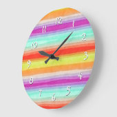 Colorful Summertime Waterverf Stripes Patroon Grote Klok (Hoek)