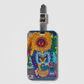 Colorful Sun Huichol Art Bagagelabel (Voorkant (verticaal))
