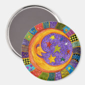 Colorful Sun, Moon en Stars Magnet (Voorkant / Achterkant)