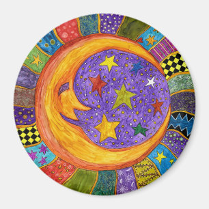 Colorful Sun, Moon en Stars Magnet