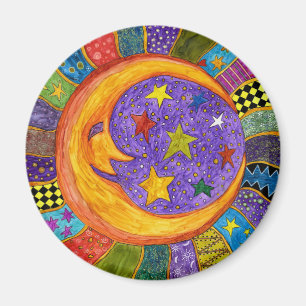 Colorful Sun, Moon en Stars Magnet
