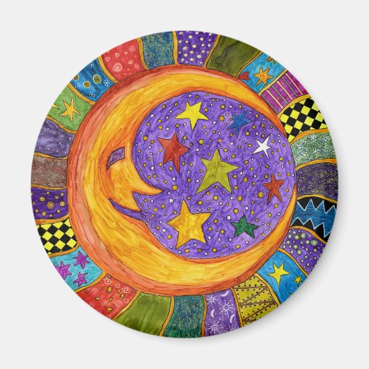 Colorful Sun, Moon en Stars Magnet (Voorkant)