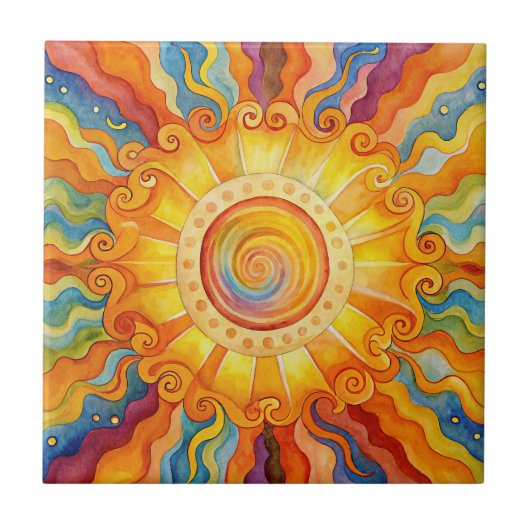 Colorful Sun Tegeltje (Voorkant)