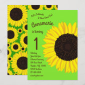 Colorful Sunflower 1e Birthday Invitation Kaart (Voorkant / Achterkant)