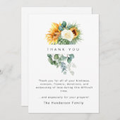 Colorful Sunflower Bereavement Funeral Bedankt (Voorkant / Achterkant)