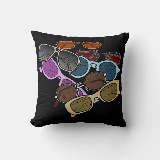 Colorful Sunglases Black and White Pillow Kussen (Voorkant)