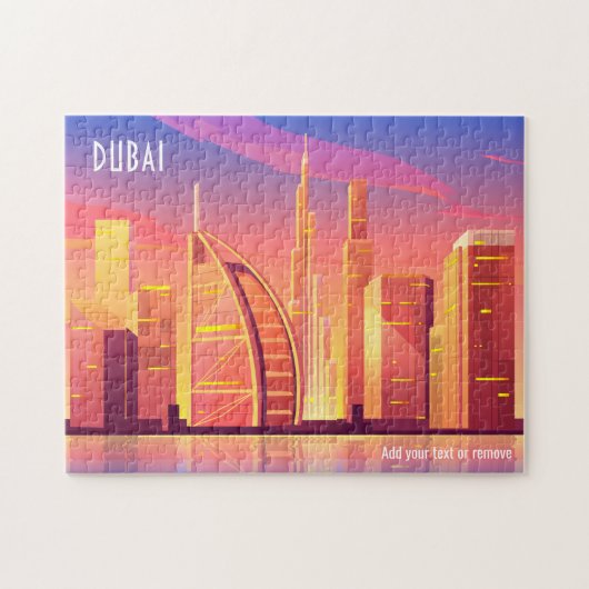 Colorful sunny city skyline illustratie van Dubai, Legpuzzel (Horizontaal)