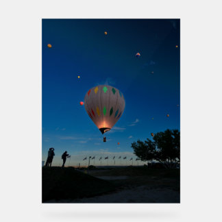 Colorful Sunrise Hot Air Balloons Festival at Dusk Acryl Bord