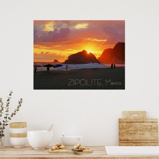 Colorful Sunset at Zipolite, Mexico (aanpasbaar) Poster (Keuken)