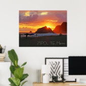 Colorful Sunset at Zipolite, Mexico (aanpasbaar) Poster (Thuiskantoor)