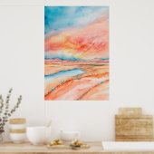 Colorful sunset in the desert poster (Keuken)