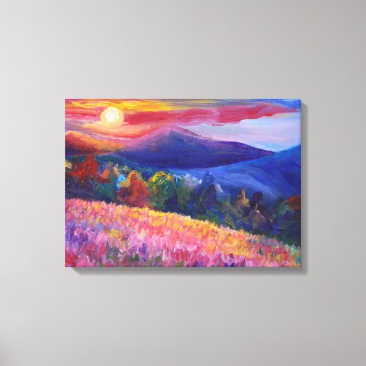 Colorful Sunset Mountain Wall Art Canvas Afdruk (Voorkant)