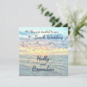Colorful Sunset Print Beach Weduwuitnodiging Kaart (Staand voorkant)