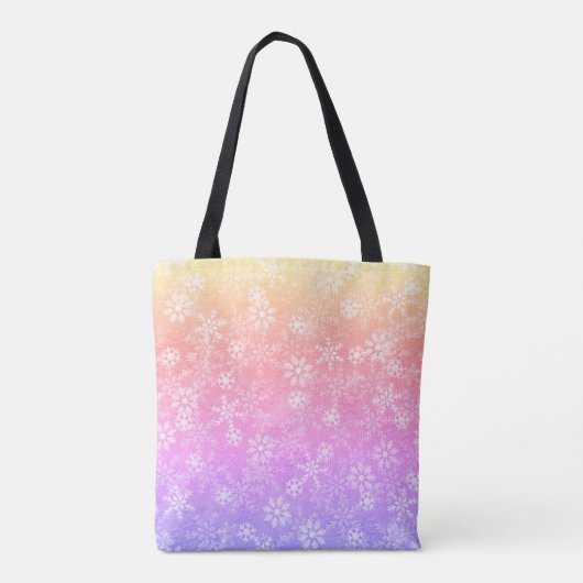 Colorful Sunset Snowflake Monogram Naam Tote Bag (Achterkant)
