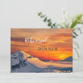 Colorful Sunset Winter Rehearsal Dinner Invitation Kaart (Staand voorkant)