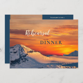 Colorful Sunset Winter Rehearsal Dinner Invitation Kaart
