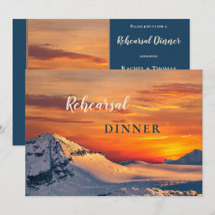 Colorful Sunset Winter Rehearsal Dinner Invitation Kaart