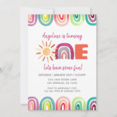 Colorful Sunshine Rainbow 1e Birthday Waterverf Kaart (Voorkant)