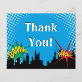 Colorful Superheld Comic Boy's Birthday Bedankt Flyer