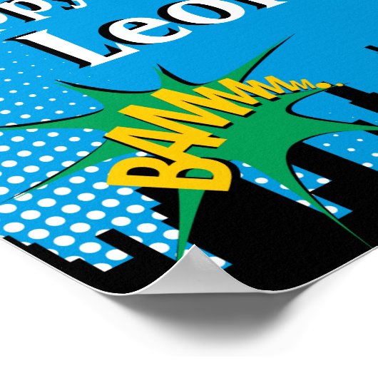 Colorful Superheld Comic Boy's Birthday Party Poster (Hoek)