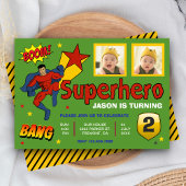Colorful Superheld Kinder Foto Birthday Uitnodigin Kaart