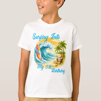 Colorful Surfing Beach tropical kid's birthday T-shirt