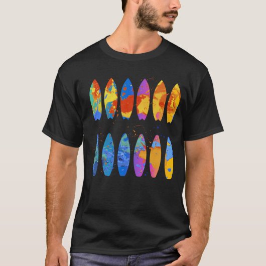 Colorful Surfing  Surfer Surfboard Graphic T-shirt (Voorkant)