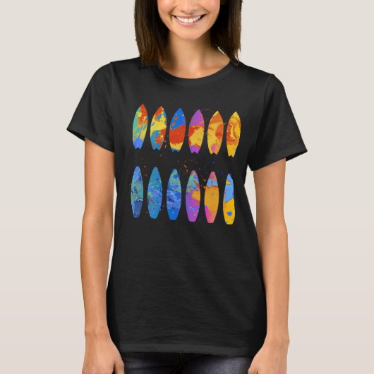 Colorful Surfing  Surfer Surfboard Graphic T-shirt (Voorkant)