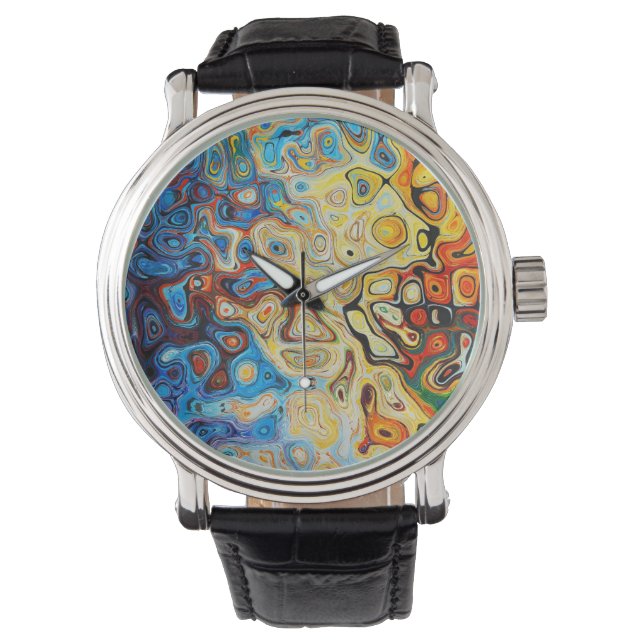 Colorful Surreal Abstracte Psychedelische Kunst Horloge (Voorkant)