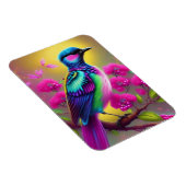 Colorful Surreal Bird Pink Flowers Magneet (Rechterzijde)
