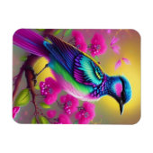 Colorful Surreal Bird Pink Flowers Magneet (Horizontaal)
