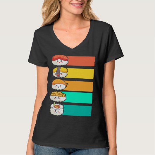 Colorful Sushi Japanese Food Sashimi T-shirt (Voorkant)