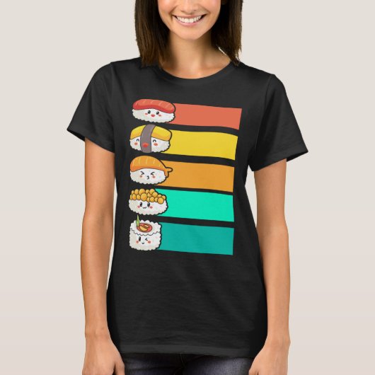 Colorful Sushi Japanese Food Sashimi T-shirt (Voorkant)