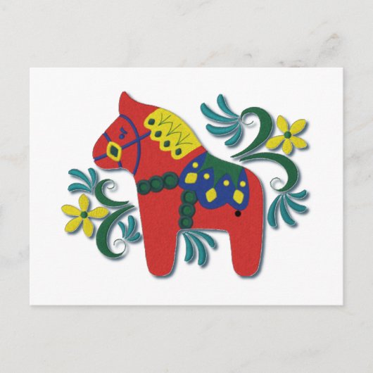 Colorful Swedish Dala Horse Briefkaart (Voorkant)