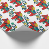 Colorful Swedish Dala Horse Cadeaupapier (Hoek)