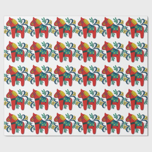 Colorful Swedish Dala Horse Cadeaupapier (Vlak)