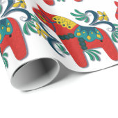 Colorful Swedish Dala Horse Cadeaupapier (Rol Hoek)