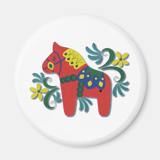Colorful Swedish Dala Horse Magneet (Voorkant)