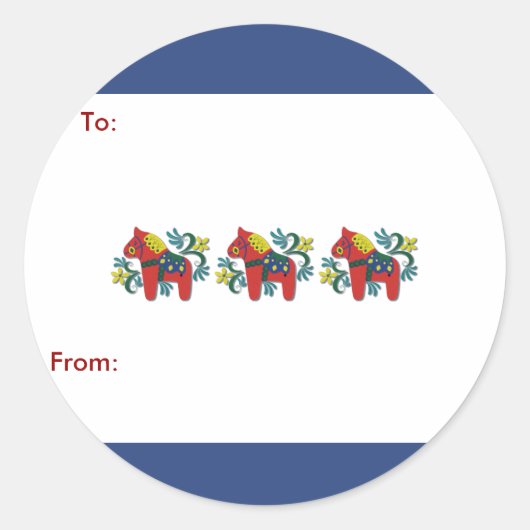Colorful Swedish Dala Horse Ronde Sticker (Voorkant)