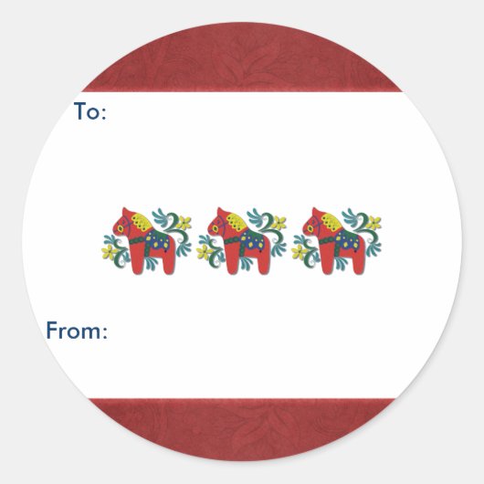 Colorful Swedish Dala Horse Ronde Sticker (Voorkant)