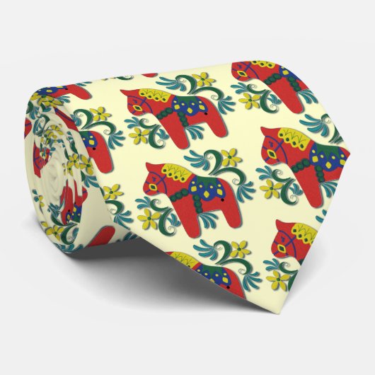 Colorful Swedish Dala Horse Stropdas (Opgerold)