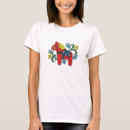 Colorful Swedish Dala Horse T-shirt (Voorkant)