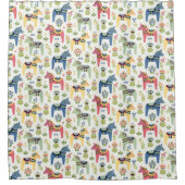 Colorful Swedish Dala Horses  Douchegordijn (Voorkant)