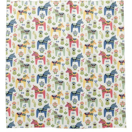 Colorful Swedish Dala Horses  Douchegordijn (Voorkant)